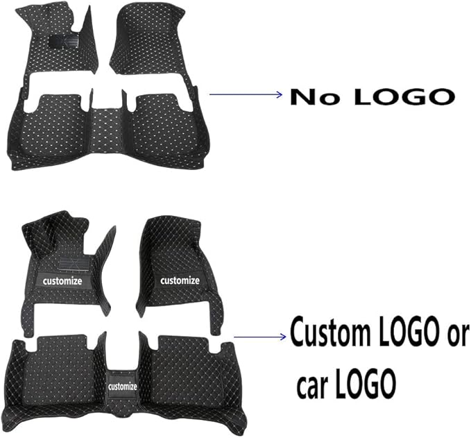 KaiLaiCarCustom Automotive Car Floor Mats for 99.99% Sedan SUV Sports Car Men Women Protection Full Coverage Pads Anti-Slip Leather Floor Lining (Gray Diamond + Black Strip, D- Diamond + Strip)