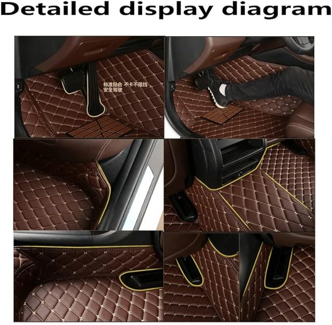 KaiLaiCarCustom Automotive Car Floor Mats for 99.99% Sedan SUV Sports Car Men Women Protection Full Coverage Pads Anti-Slip Leather Floor Lining (Brown Strip, B- Long Stripes)