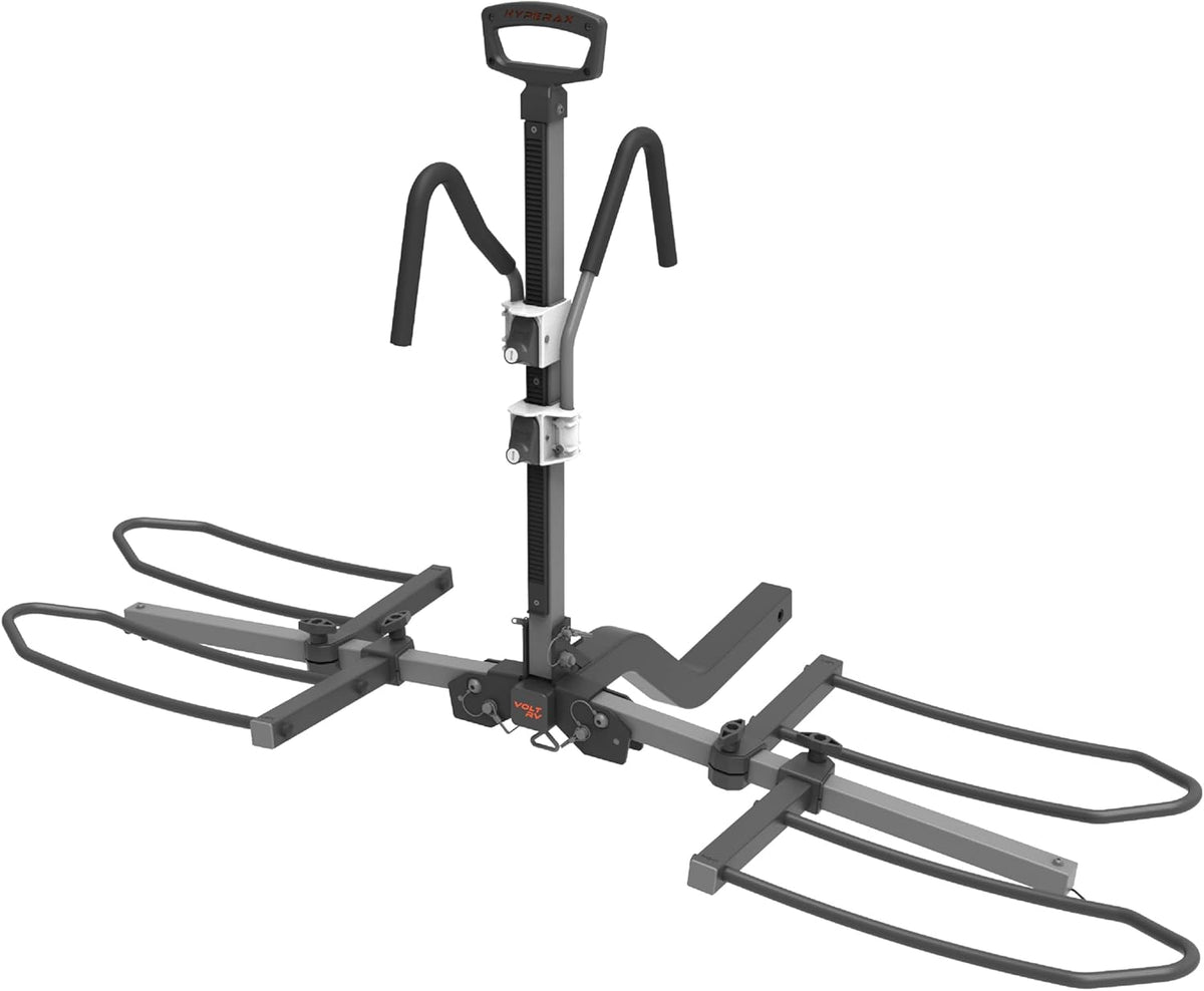 HYPERAX Volt RV -RV Approved Hitch Mounted 2 E Bike Rack Carrier for RV,Camper,Motorhome,Trailer,Toad with 2" Tow Hitch Receivers - Up to 2X 70lbs eBikes with Up to 5" Fat Tires