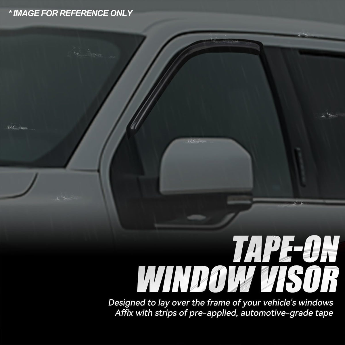 Auto Dynasty Set of 2 Carbon Fiber Pattern Window Visors Compatible with 1997 1998 1999 2000 2001 2002 2003 2004 Ford F150 F250 Heritage, Tape-On Rain Guards Shield Vent Shade Deflector Glossy Black