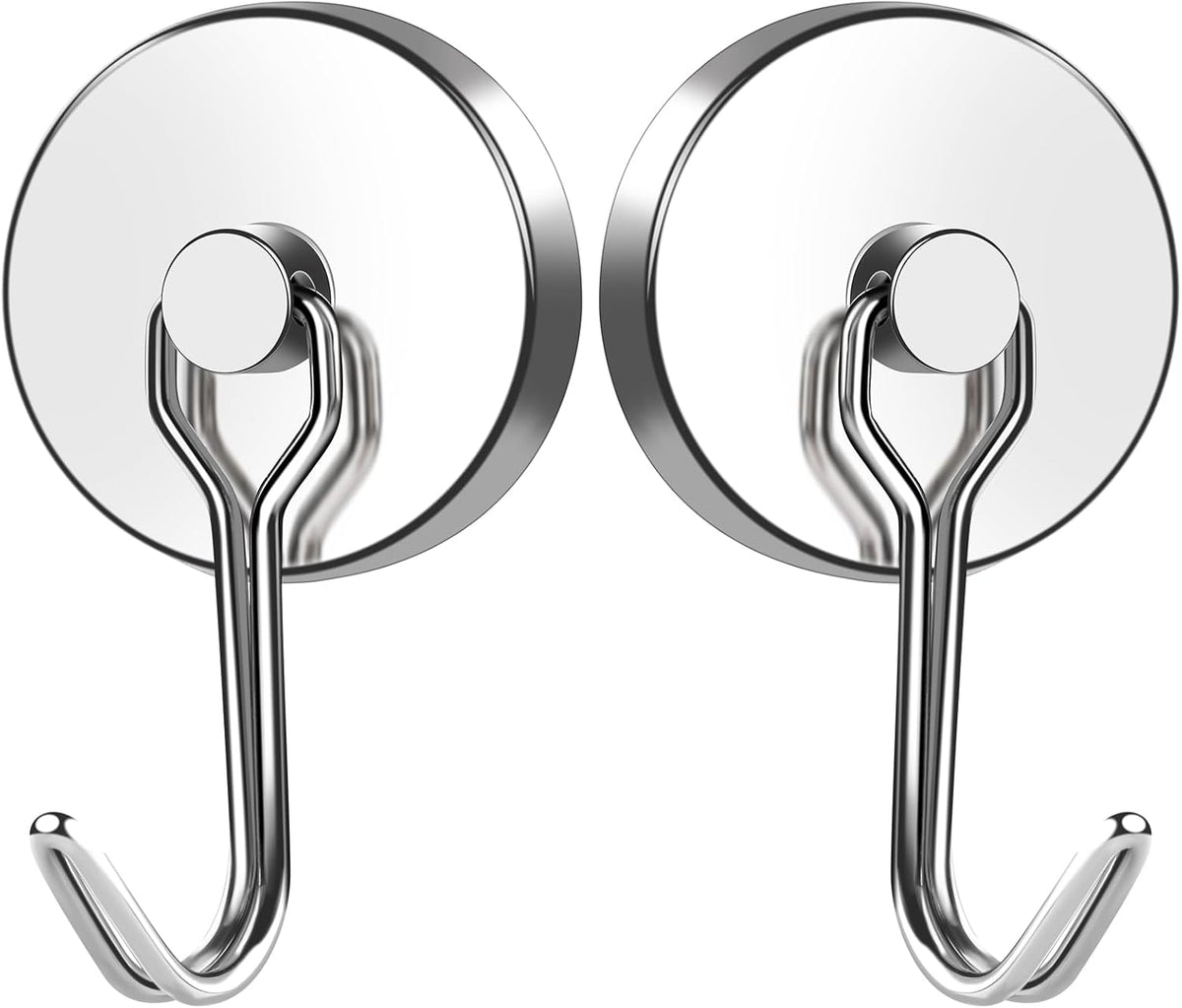 MIKEDE 110LB Magnetic Hooks, Neodymium Magnet Hooks for Hanging, Swivel Swing Magnetic Hook Heavy Duty, Strong Magnet with Hooks for Cruise, Kitchen, Camping, Door, Locker - 2 Pack