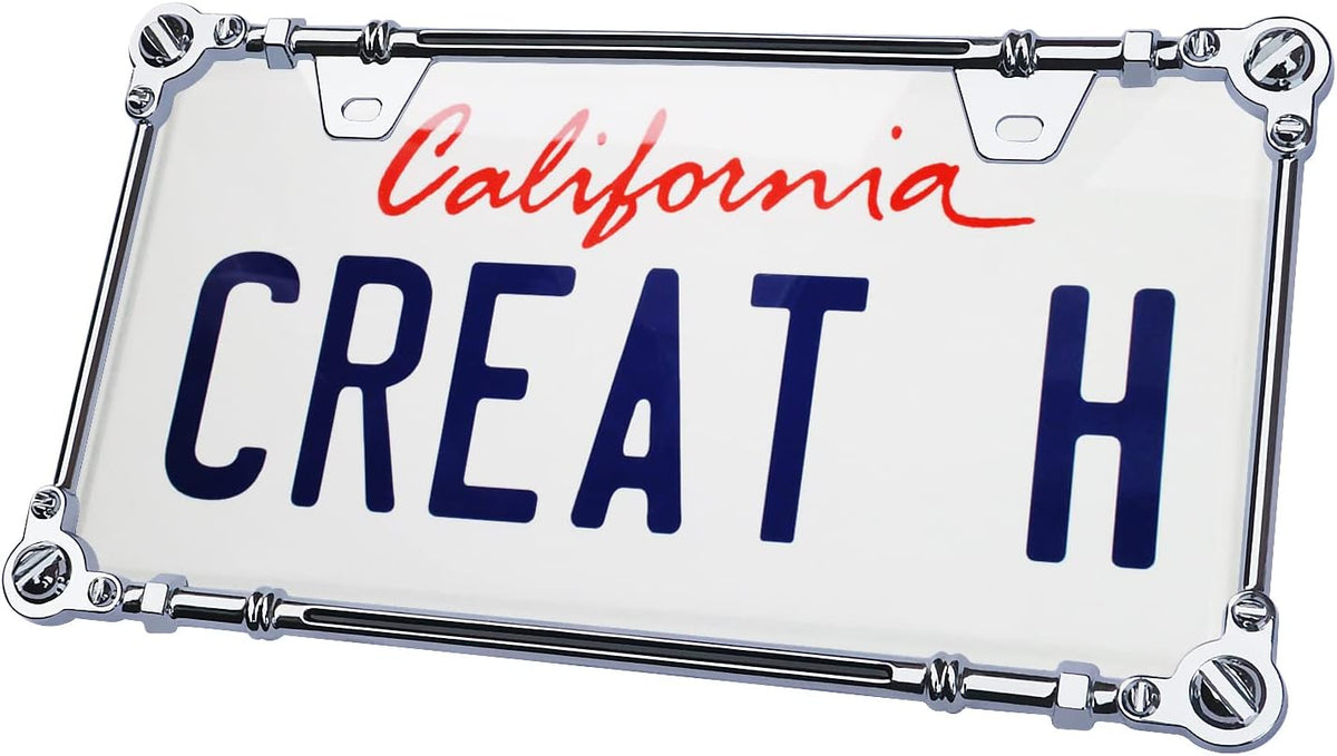Creathome 3D Chrome License Plate Frames, Pure Zinc Alloy Metal with Screw Pattern