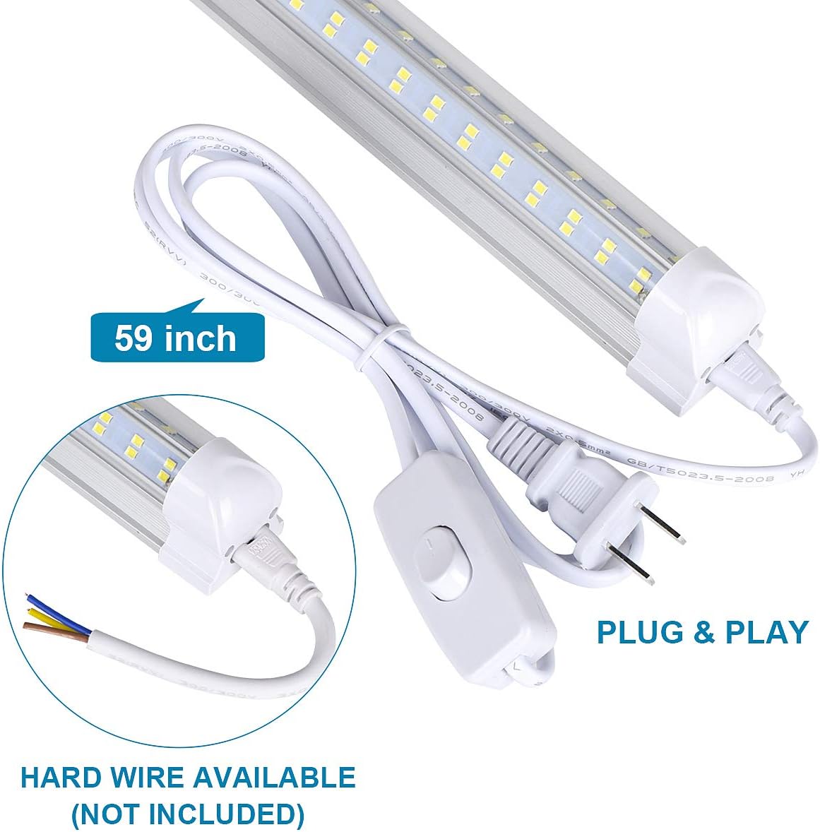 (Pack of 20), 8FT LED Shop Light Fixture - 150W 19000LM, 6000K Cold White, T8 Integrated V Shape 8' Tube Lights, High Output Bulbs for Garage Warehouse Workshop,8Feet 8Foot Led Fluorescent Bulbs