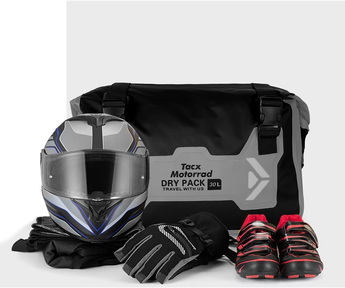Motorcycle Saddle Bags Tail Bag, 30L Roll-top Waterproof Motor Detachable Side Trunk Bag, Motor Panniers Luggage Bag for Motorcy