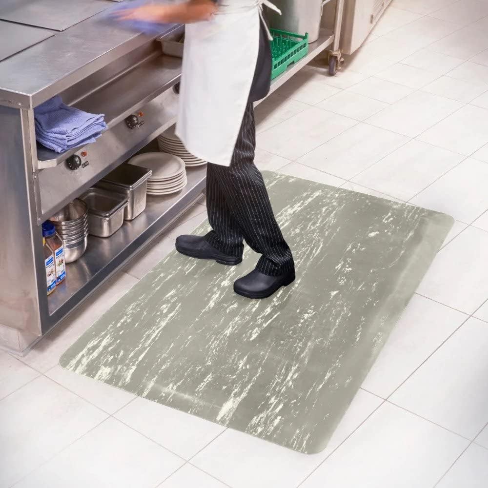 Consolidated Plastics Anti-Fatigue Marble Floor Mat, Commercial Grade Standing Support for Leg & Back Pain, Thick Heavy-Duty Rubber Made in USA (Gray, 3' x 5')