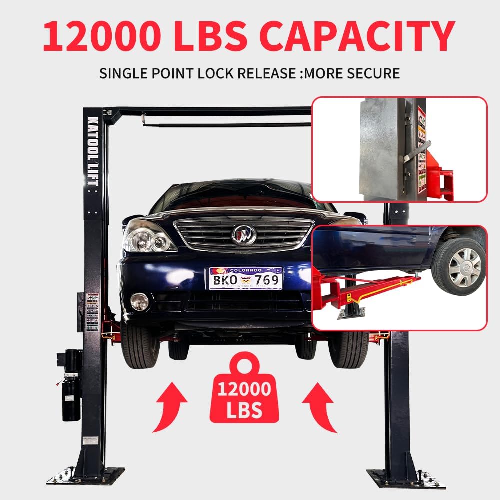 4.0HP 12000lbs Single Point Lock 2 Post Lift 220V AM120SD Car Lift Auto Lift Two Post Car Lift