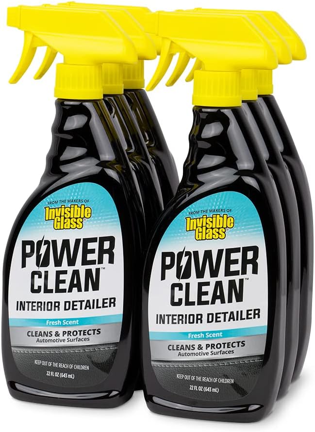 Invisible Glass 92024-6PK Power Clean Automotive Interior Detailer Cleaner Protectant and Conditioner to Restore Interior Surfaces Prevent Fading, 22 Fl Oz, Pack of 6