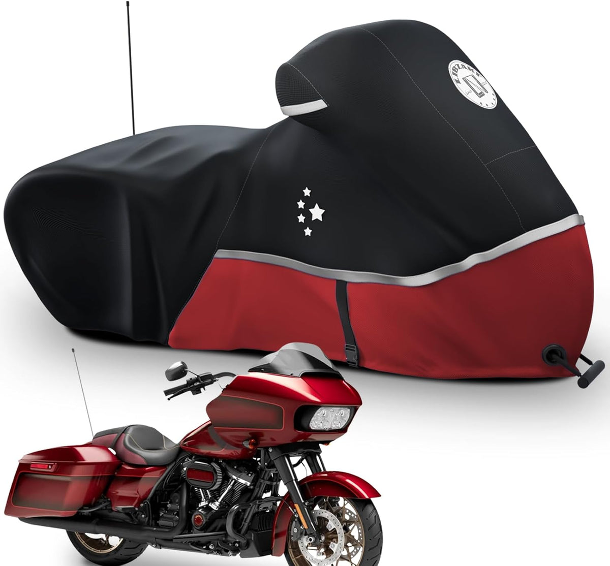 Motorcycle Cover Storage for Touring Models Harley Davidson Road King,Road Glide,Street Glide, Electra Glide,Heritage Classic,Low Rider-ST,and Most Motorcycles RED