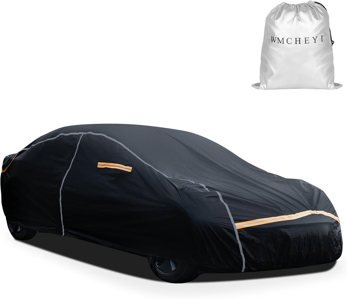 Car Cover Waterproof All Weather,6 Layers Car Covers for Automobiles, Full Exterior Cover with Zipper, Outdoor Car Cover Sun UV Rain Snow Wind Protection, Fit for 210"(210*74*59 inch)Sedan