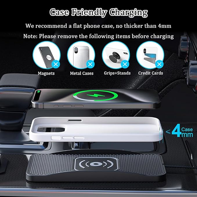 Wireless Car Charger Pad for Mazda CX-50 2023-2026, Type-C/USB 20W Car Wireless Charger Non-Slip Phone Charging Pad Car Accessories,A 30cm Cable Type-C Plug