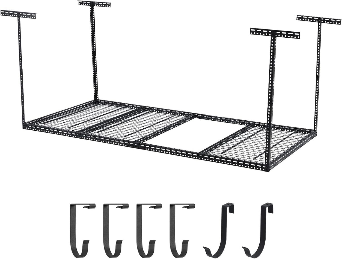 4x6 FT Overhead Garage Storage Rack, Steel Ceiling Storage Rack for Garage, Height Adjustable 22''-40", Heavy Duty 330 lbs Weight Capacity Storage Organizer System, for Basement Warehouse