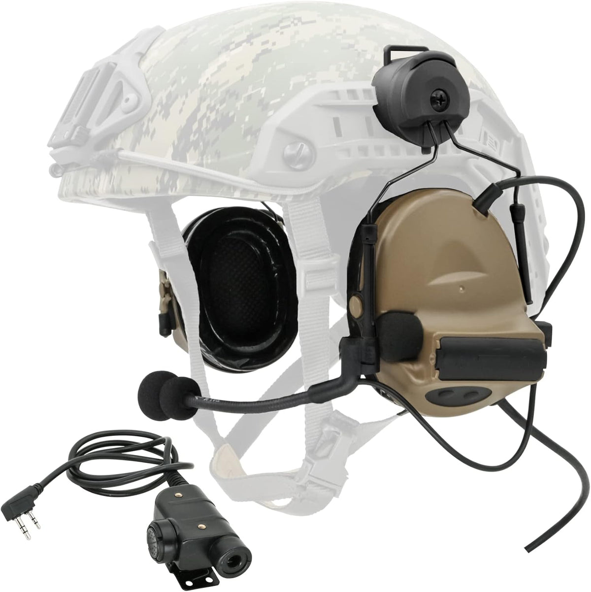 COMTA 2 Helmet-Type Tactical Headset with U94 PTT 2pin，Noise Canceling Headphones，for Airsoft Hunting Shooting