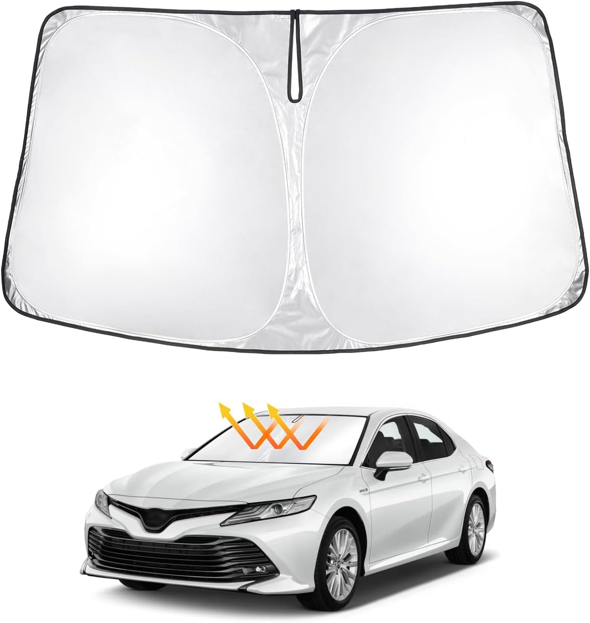 T TGBROS Windshield Sun Shade for Toyota Camry 2018-2024 Accessories Foldable Sun Shield Front Window Sunshade Cover Sun Visor Cover Block Heat and Sun Protection