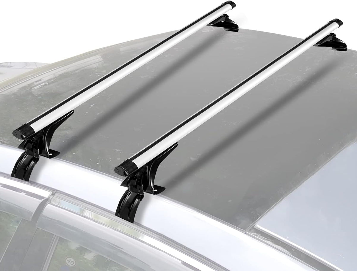 50" Universal Rooftop Crossbars,Adjustable Locking Luggage Crossbars Compatible for Car Pickups Without Any Types of Side Rails