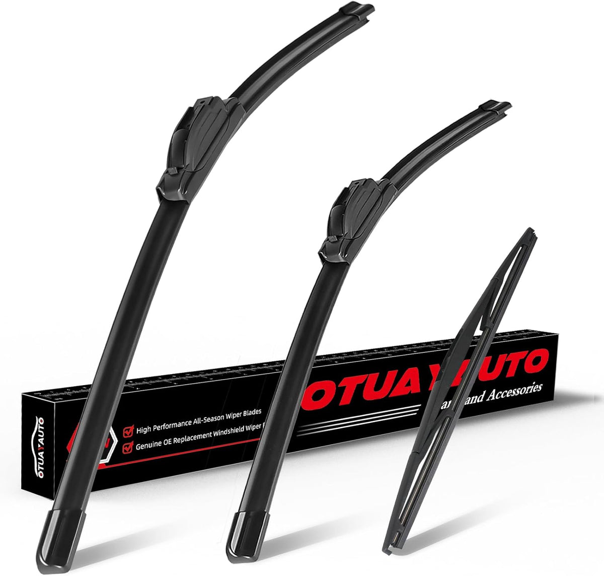 OTUAYAUTO Premium Windshield Wiper Blades - Replacement for Honda CRV CR-V 07-11, Nissan Leaf 18-20, Acura RDX 07-18, All-Weather, Front and Rear Wiper Blades, J/U Hook - 26"+16"+14" (Pack of 3)
