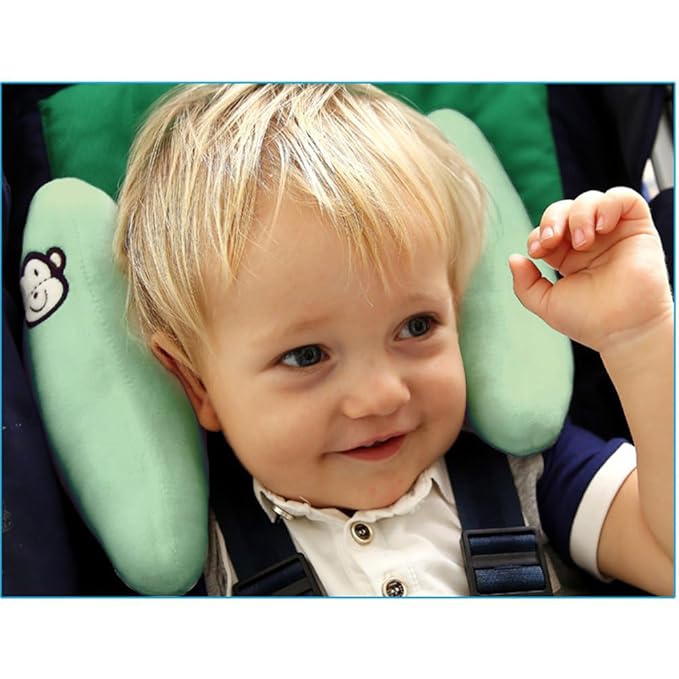 Baby Travel Pillow,Carseat Head Support for Infants,Stroller Headrest for Kids,Baby Head Neck Support Pillow Cushion,Car Seat Neck Support for Toddlers,Green