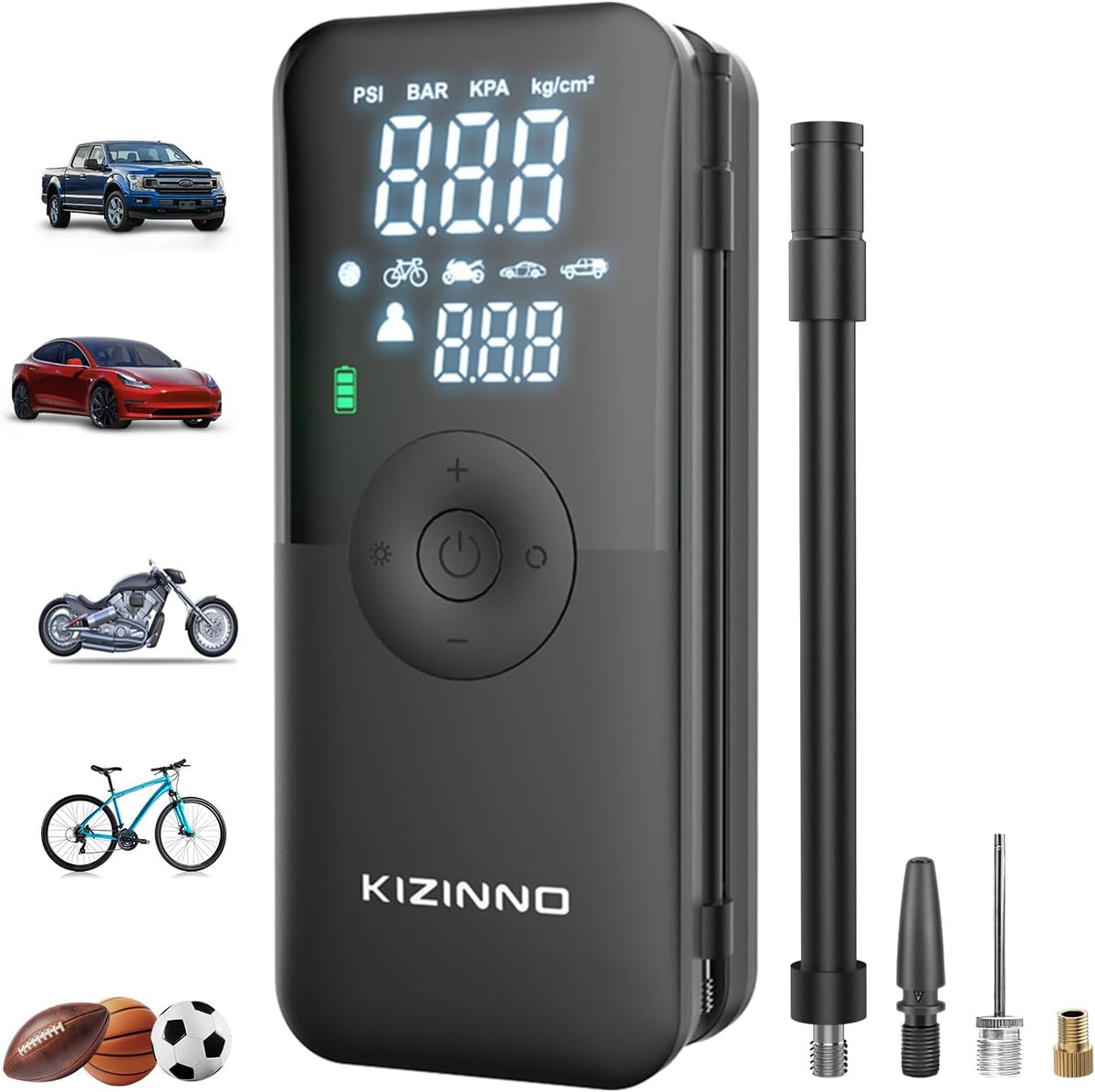 Tire Inflator Portable Air Compressor - Faster Inflation 150PSI Cordless Air Pump, Deflation Button, Digital Pressure Gauge, Portable Tire Inflator for Car, Pickup, Motor and More (Black)