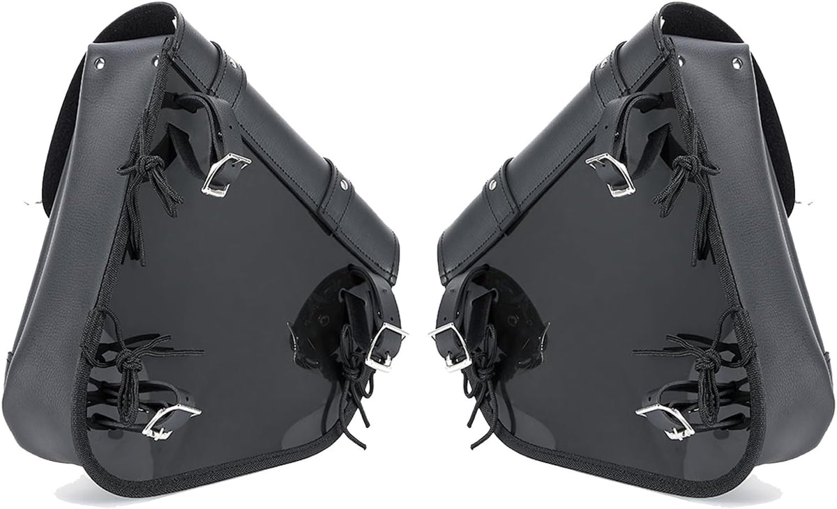 Gargoyle Bells Solo Swing Arm Bags - PVC Waterproof Motorcycle Luggage for Sportster Softail (Right + Left, Black)