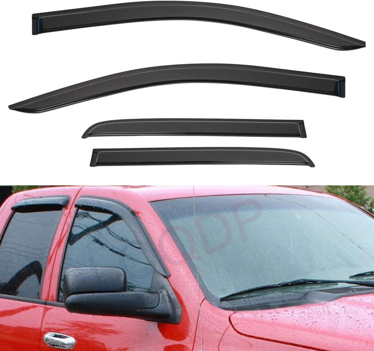 Window Visors Compatible with 2015-2022 Chevy Colorado/GMC Canyon Crew Cab with 4 Full Size Doors Front+Rear Smoke Tint Sun/Rain Guard Outside Mount Tape-On Vent 4pcs