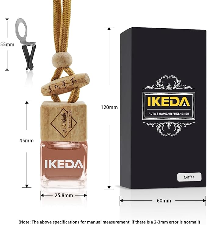 Car Air Freshener | Long-Lasting Coffee Aromas | Car Scent Hanging with Vent Clip | Odor Eliminator Deodorizer for Automotive Women Men (Square-Coffee)