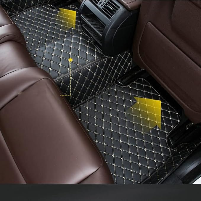 Car Floor Mats Automotive Floor Mats Vehicle Specific All Weather Protection Custom Compatible with Most of 98% Cars SUVs (Yellow and Black)