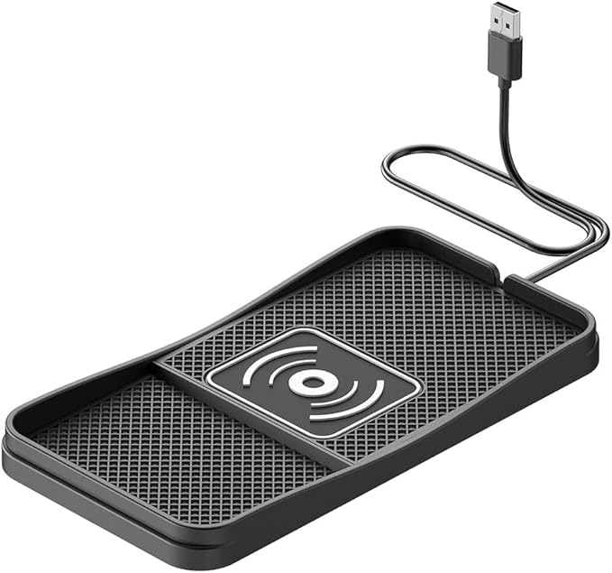 Car Wireless Charger Pad for Toyota Tacoma 2000-2025, Type-C/USB 20W Fast Wireless Car Charger Pad Non-Slip Cordless Charging Mat,B-30cm Cable USB Plug