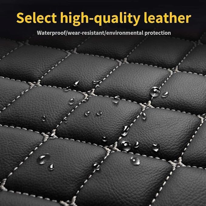 Custom Car Floor Mat Compatible with 97% Car Models Luxury Leather All Weather Waterproof Anti-Skid Full Coverage Car Mats (Beige)