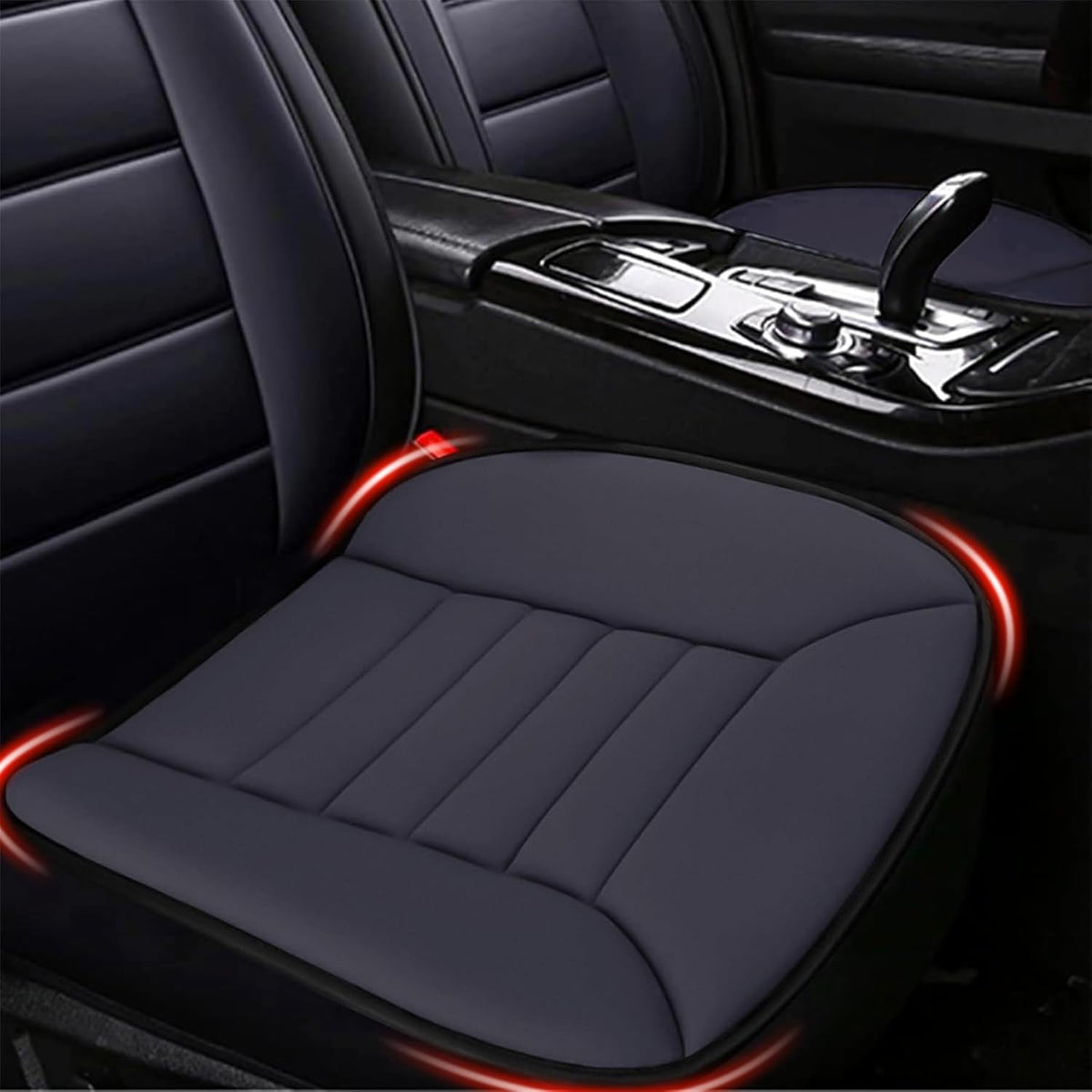 MYFAMIREA Car Seat Cushion Pad 1.2" Thick Comfort Seat Protector for Car Driver Seat Office Chair Home Use Memory Foam Seat Cushion with Non Slip Bottom, 20'' x 18.5'', Dark Gray