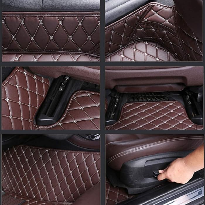 Customized Personalized car Floor mats, All-Weather Luxury car Floor mats, Waterproof and Anti Slip Leather car Floor mat Lining, 95% Customized car, Truck, and SUV Floor mats (Black Beige)