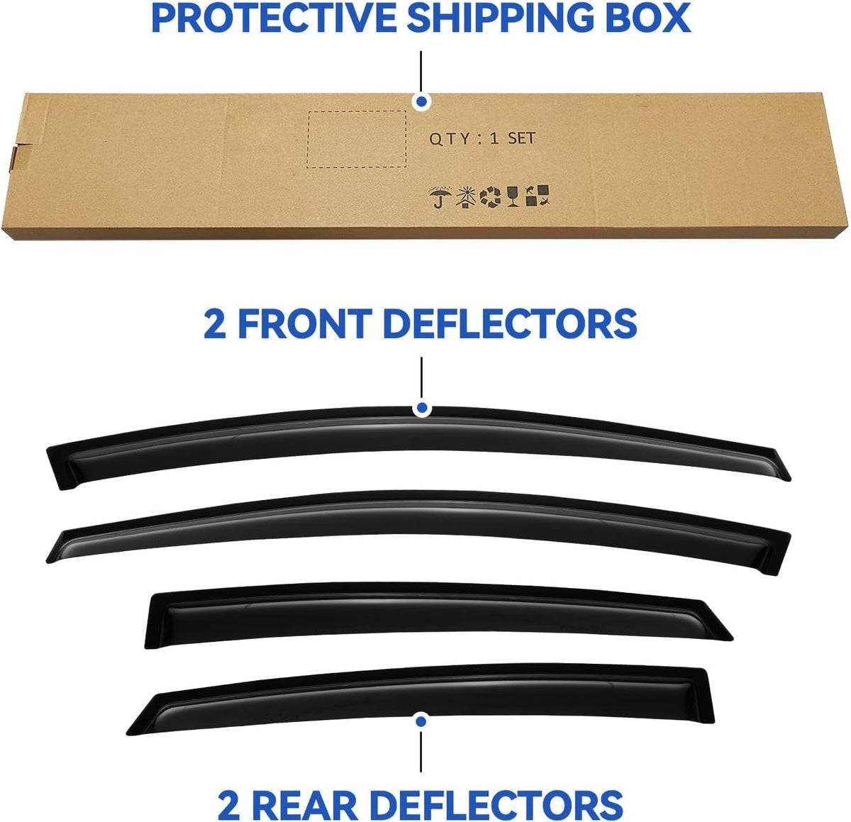 Window Visors Rain Guards Shield for 2012-2018 Ford Focus Sedan, Out-Channel Window Vent Wind Deflectors Visors Shades for 12-18 Focus (Not for Focus RS & ST)