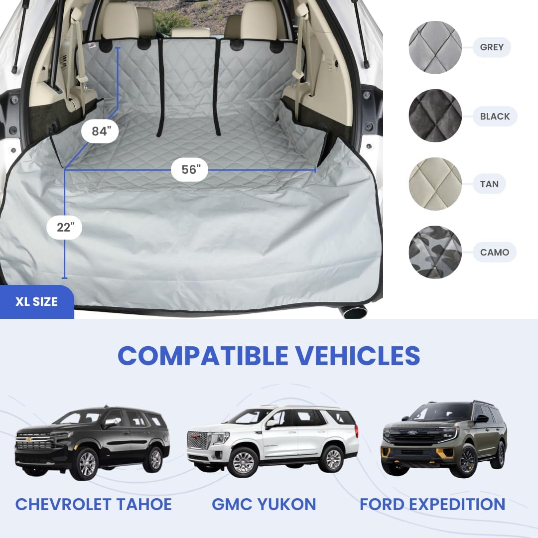4Knines SUV Cargo Liner for Dogs, Trunk Mat for SUV, Durable Cargo Cover, Protector – Compatible with 60/40 Split Bench & Armrest Pass-Through, Waterproof, Machine Washable, Non-Slip (X Large, Camo)