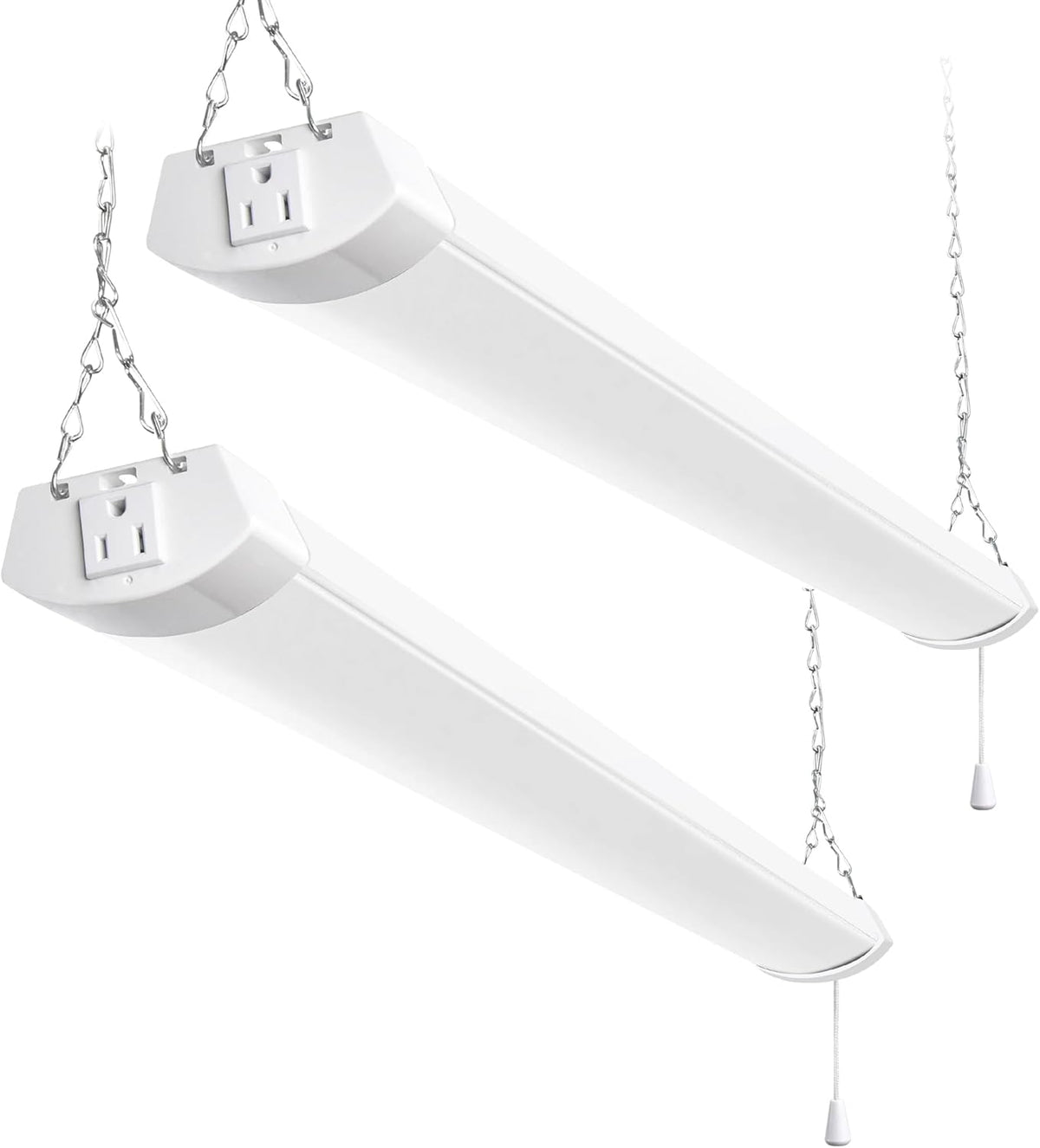 hykolity 4FT 120W LED Shop Light Linkable, 13000lm(400w Equivalent), 5000K Utility Shop Lights for Garages, Workshops, Basements, Hanging or FlushMount, with Power Cord and Pull Chain, ETL, 2 Pack