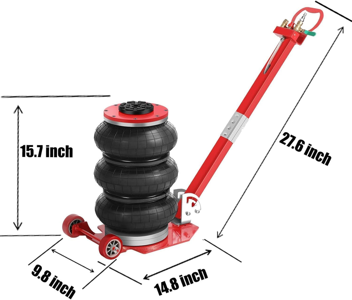 Air Jack,Heavy Duty 3 Ton/6600 lbs Air Bag Jack-3-Ply Pneumatic Lift up to 17.7 inch/450 mm for Cars/SUVs,Pneumatic Jack with Adjustable Long Handles