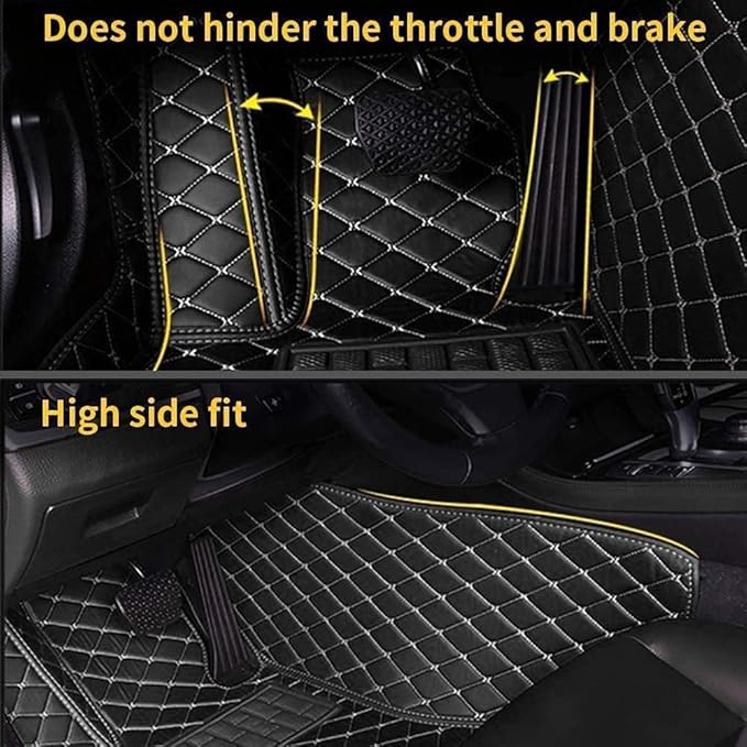Custom Car Floor Mat Compatible with 97% Car Models Luxury Leather All Weather Waterproof Anti-Skid Full Coverage Car Mats (Beige)