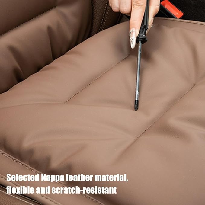 Car Seat Cushion, 2025 New Skin-Friendly Leather Seat Cushions, Skin-Friendly Leather Seat Cushions, Front Bottom and Rear Seat Cushions for Auto Office (White 1set)