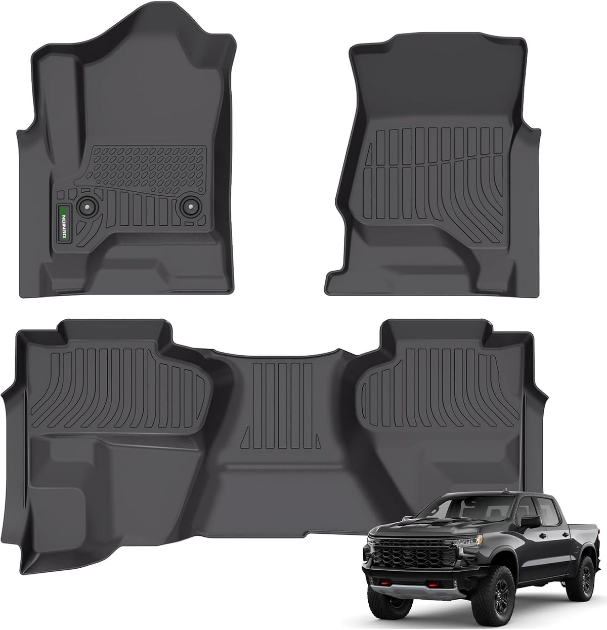 ANBINGO-Floor Mats Fits 2014-2018 Silverado/Sierra 1500, 2015-2019 2500/3500 HD, Double Cab Only, Custom Fit Silverado Floor mats, All Weather Protection Silverado1500 Double Cab Accessories