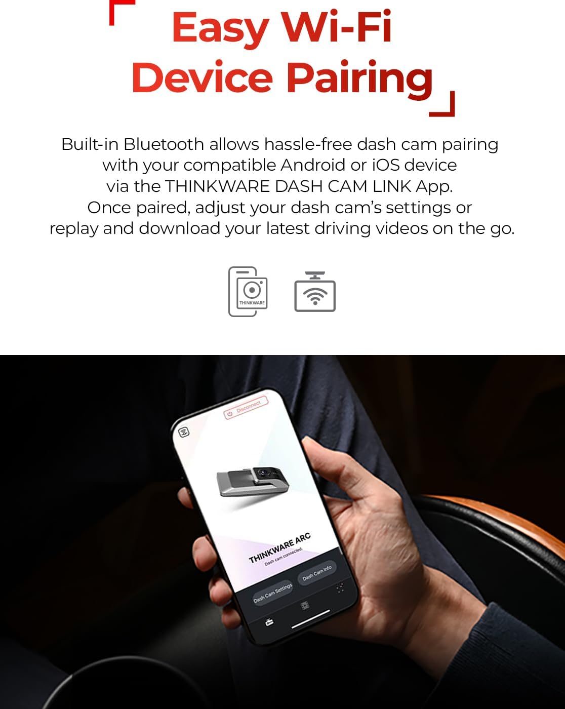 THINKWARE ARC Dash Cam with Smart Driving Alert System, 3X Energy Saving, 1440P+1440P Front and Rear, Wi-Fi, Super Night Vision, 24/7 Parking Mode (Free 32GB Card, Hardwiring, 12V Cable, GPS)