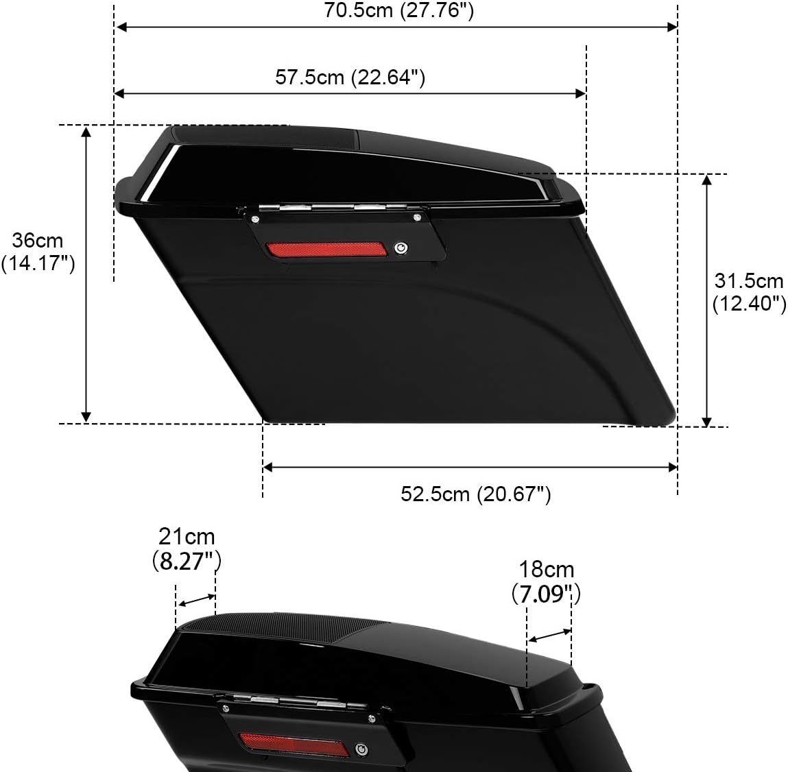 XFMT Glossy Black Hard Saddlebags W/ 6x9 Speaker Lids Black Latches For Harley Touring Road King Street Glide Road Glide Electra Glide Ultra Classic 1994-2013