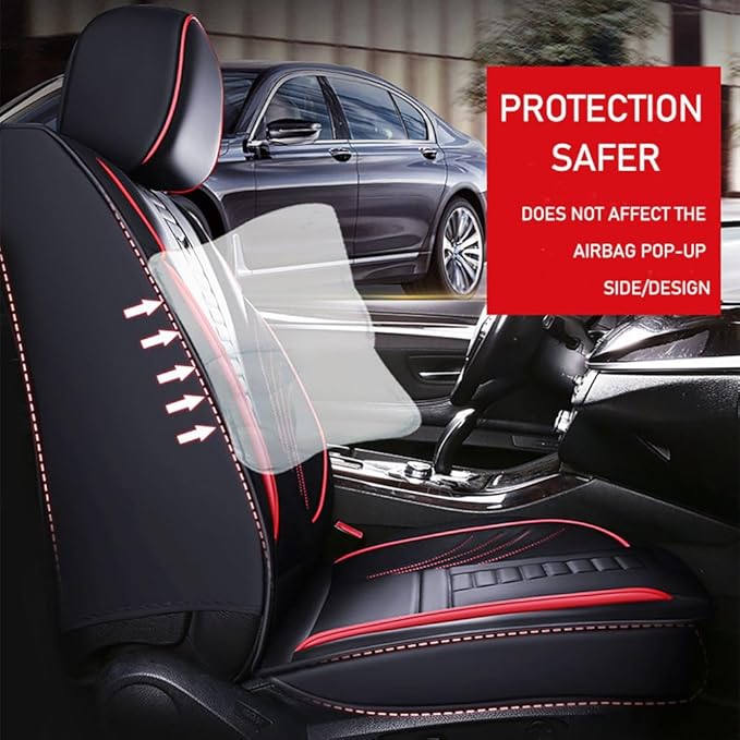 for Toyota CHR Seat Covers 2018-2026, Full Coverage Customized Car Seat Covers, Premium Leather Waterproof Stain-Resistant Easy to Install (Standard 5 Seats, Black&Red)