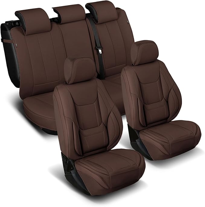 Coverland Custom Fit Car Seat Covers for Car Compatible with [Cadillac DTS, Oldsmobile Cutlass] Premium Water Resistant Leather Non-Slip Interior Protector [Full Set Dark Brown - Size Chart X78]