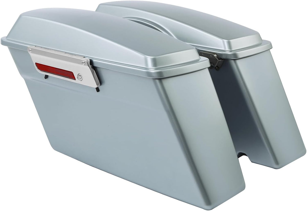 Green-L Silver Hard Saddlebags Fit for Harley Touring Electra Street Road Glide King 1994-2013