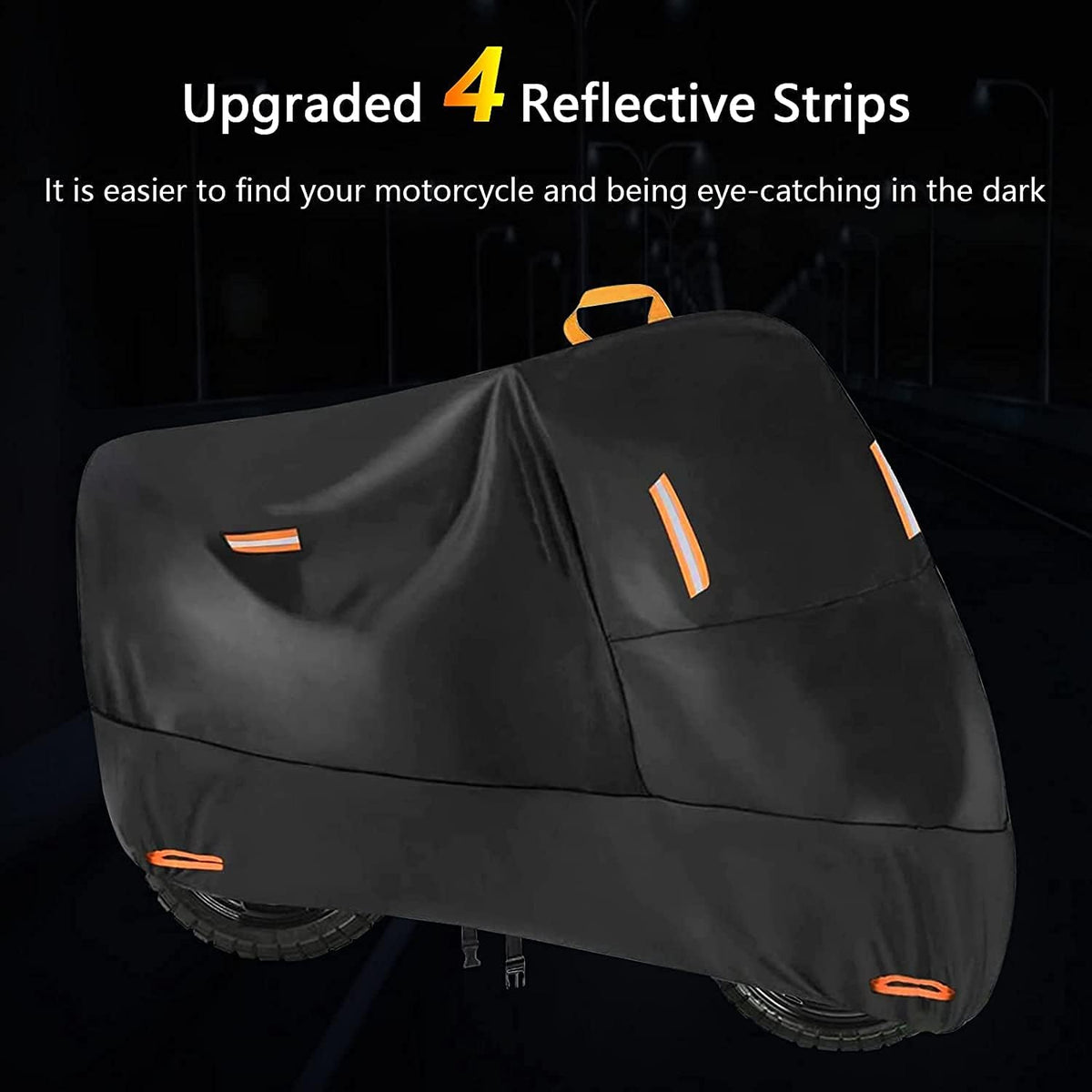300D Oxford Heavy Duty Motorcycle Cover, Dirt Bike Cover, 96 inch XL for Adventure Cruiser Street Sport Touring - Tear Proof Night Reflective Lock Holes Waterproof Impermeable Outdoor Protect