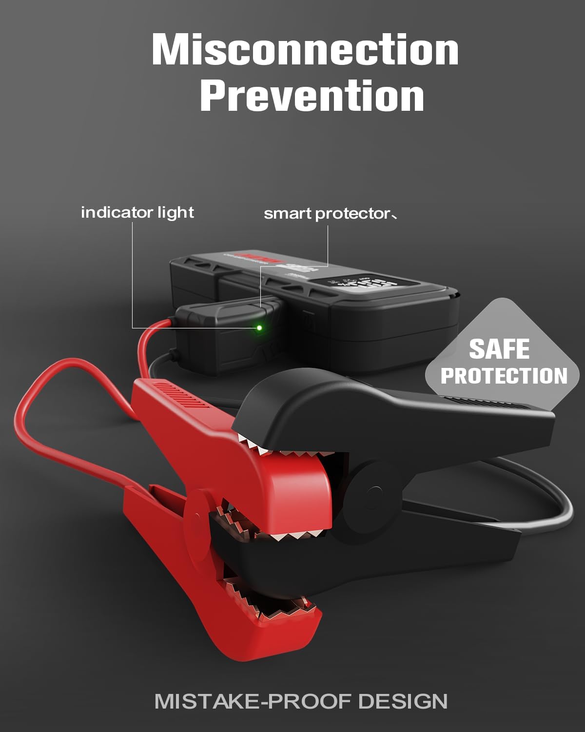 H5 Jump Starter, Portable 4000A Peak Car Battery Jump Starter(All Gas 10L Diesel) 12V Jump Box Auto Battery Pack Starter with Two-Way 65W Quick Charge Type-C Power Bank,LED Light,Jumper Cables