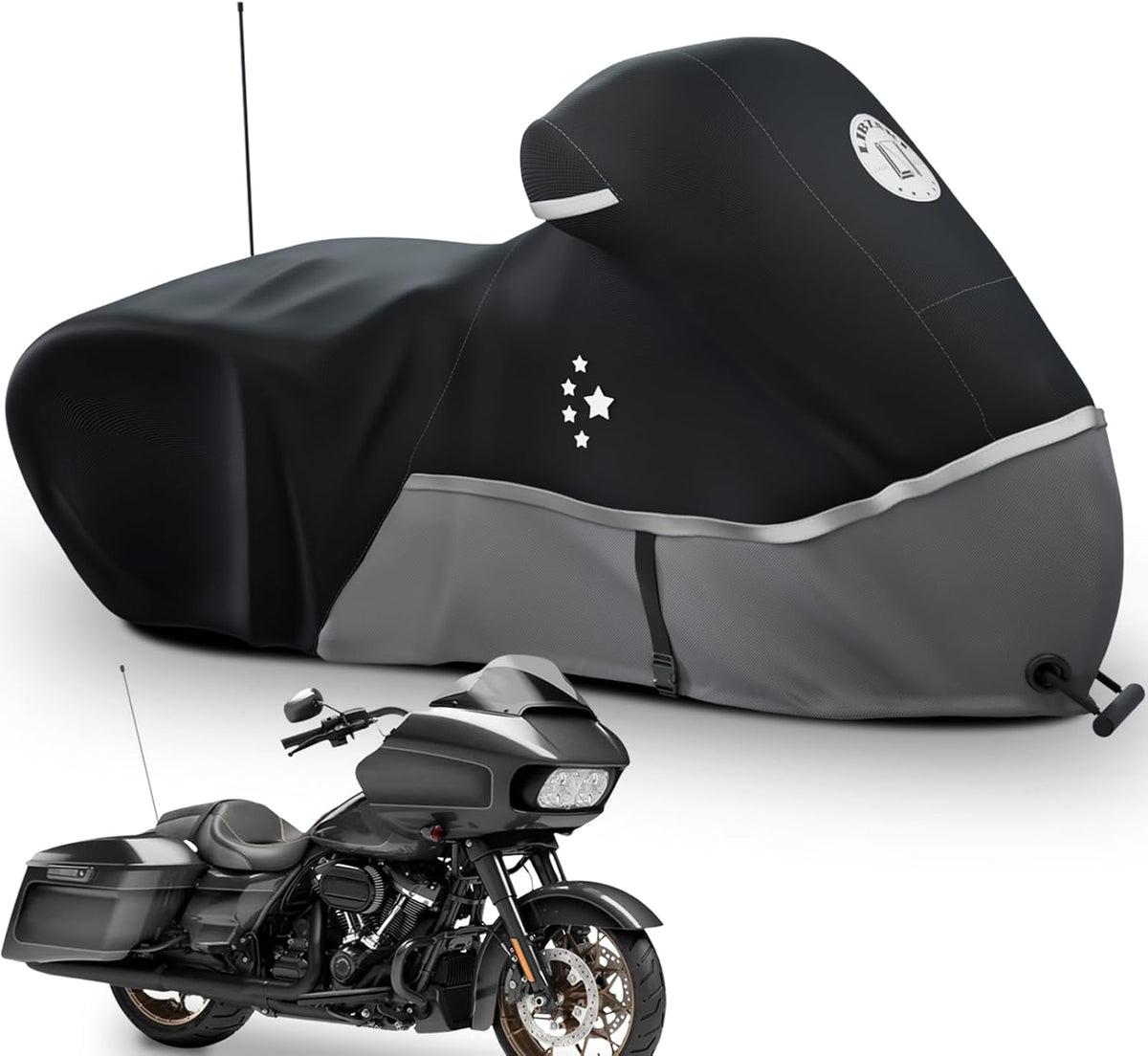 Motorcycle Cover Storage for Touring Models Harley Davidson Road King,Road Glide,Street Glide, Electra Glide,Heritage Classic,Low Rider-ST,and Most Motorcycles Gray