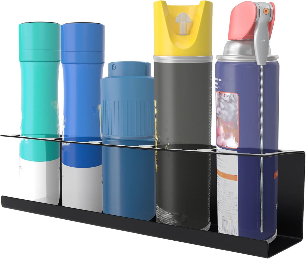 RealPlus Aerosol Spray Can Holder Rack Organizer 5 Cans Spray Bottle Holder Heavy-Duty Steel Wall Mounted for Garage and Workspace, Pack of 6