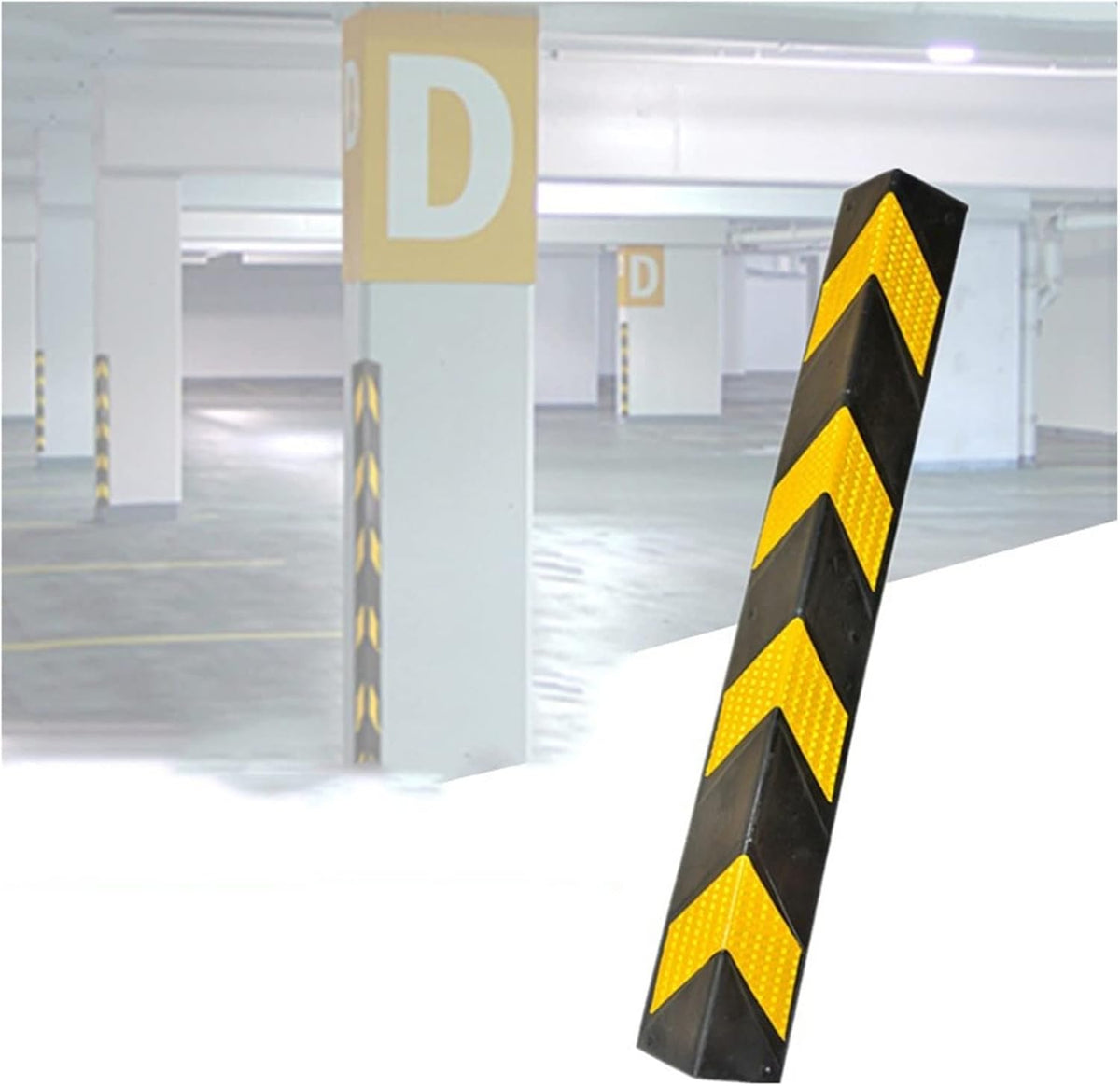 XPLKQXE Reflective Rubber Wall Corner Guard, Rubber Wall Protector Corner Protector, for Parking Protection Car Corner Guardrail Post (Color : Black+Yellow, Size : 16pcs)
