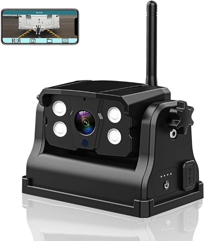WiFi Magnetic Wireless Backup Camera, LASTBUS Rechargeable 2.4Ghz WiFi Rear Camera for Easy Hitching Gooseneck Horse Boat Travel Trailer Fifth Wheels RV Camper for iPhone iPad Android iOS Smartphone