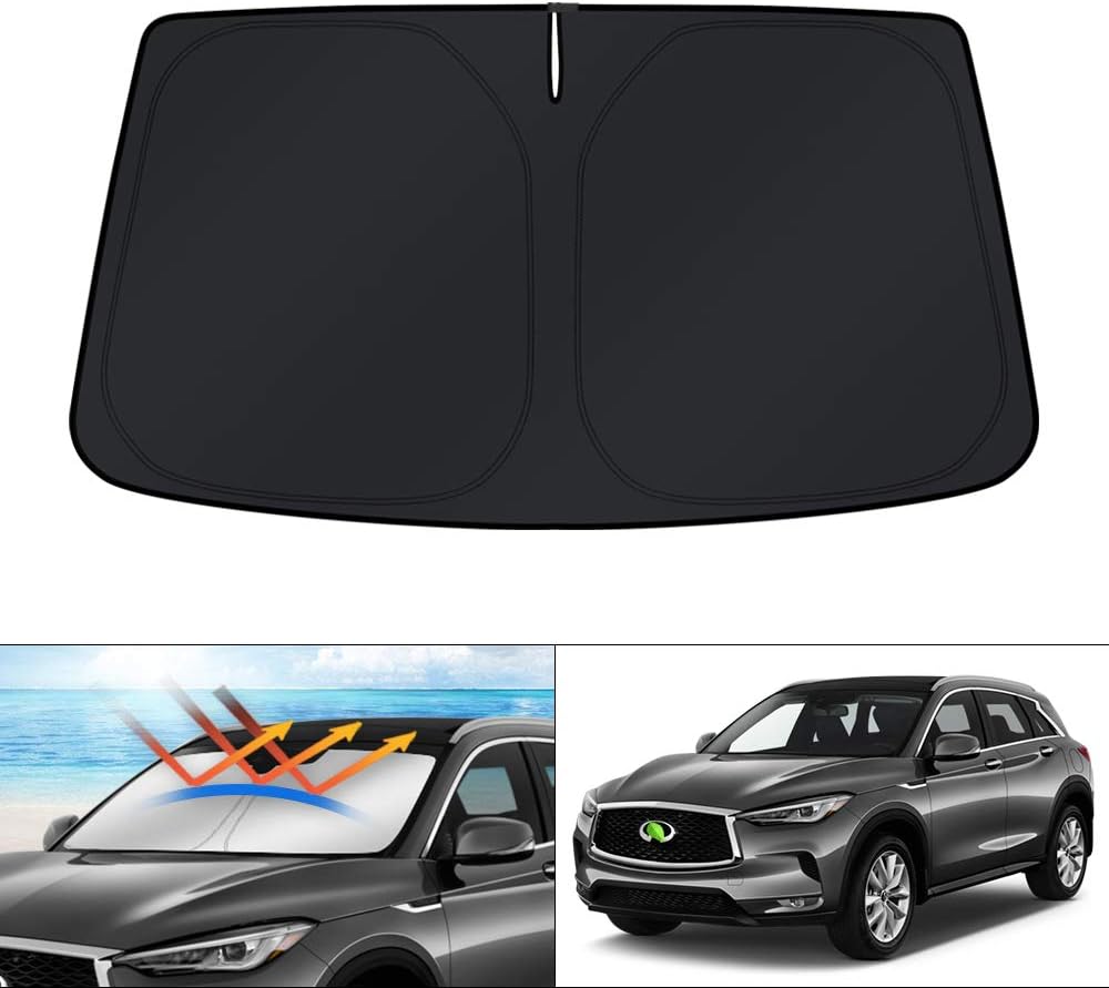 KUST Windshield Sun Shade for 2019-2021 Infiniti QX50 & 2021-2025 2026 QX55 Accessories Window Sunshade Sun Visor Protector Foldable Blocks UV Rays Keep Car Cooler