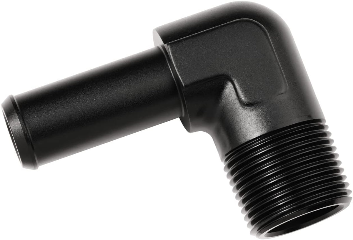 3/4 NPT Male to 3/4" Hose Barb Fitting Adapter 90 Degree Elbow Aluminum Black