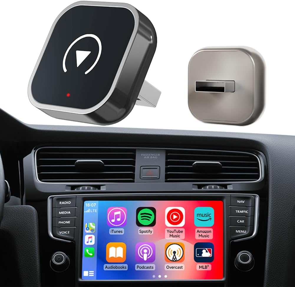 2025 Wireless CarPlay Adapter – Convert Wired to Wireless CarPlay, Mini USB Design, Plug Play for iPhone-Android, Fast Stable Connection, Compatible with Built-in CarPlay Cars